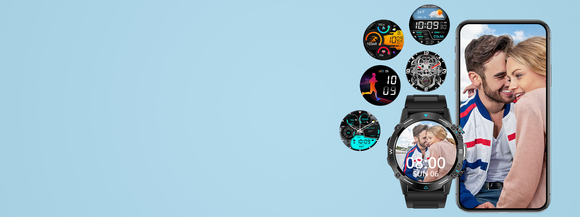 De Colmi M42 smartwatch beschikt over een aanpasbare achtergrond, een slank ontwerp, meer dan 100 sportmodi en een batterijduur van 10 dagen.