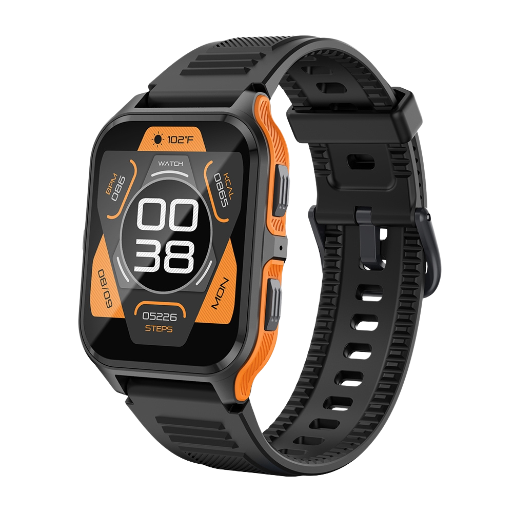 COLMI P73 Smartwatch met 1,9 inch display, geschikt voor buitengebruik en IP68 waterdichtheid, zwart/oranje