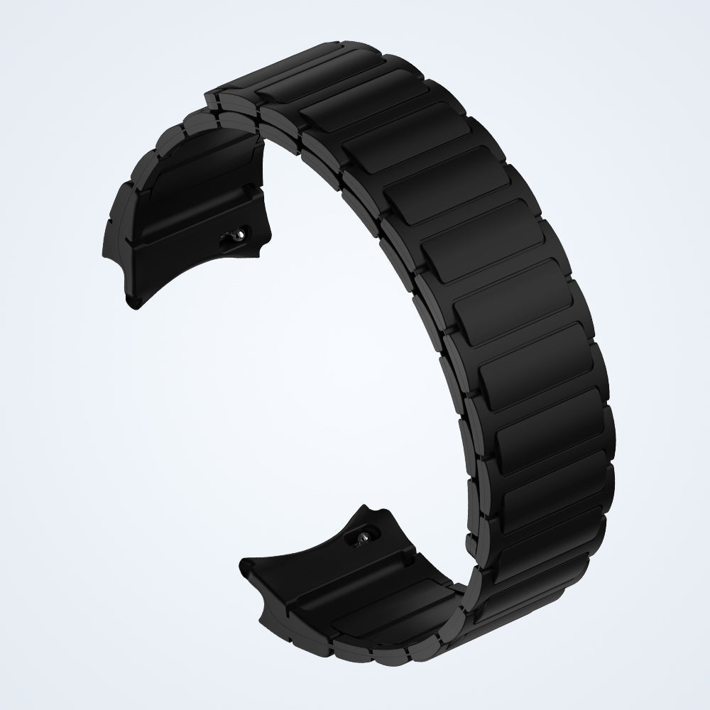De Colmi i28 Ultra smartwatch, hier afgebeeld met een siliconen bandje en een magnetisch bamboe bandje, beschikt over geavanceerde gezondheidsmonitoring, een batterijduur van 10 dagen en een IP68 waterdichtheidscertificering.