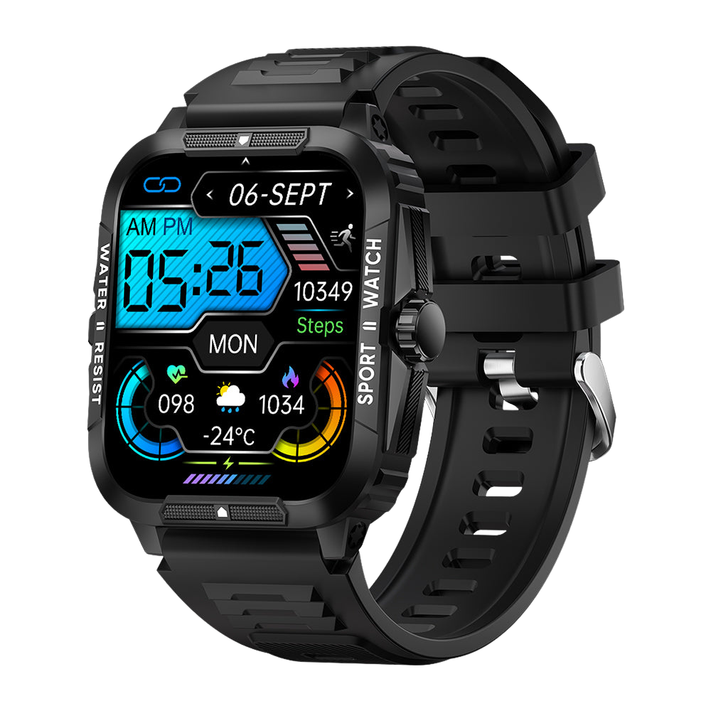 COLMI P76 Smartwatch 1.96 Outdoor Sport Fitness 3ATM Waterdicht Zwart