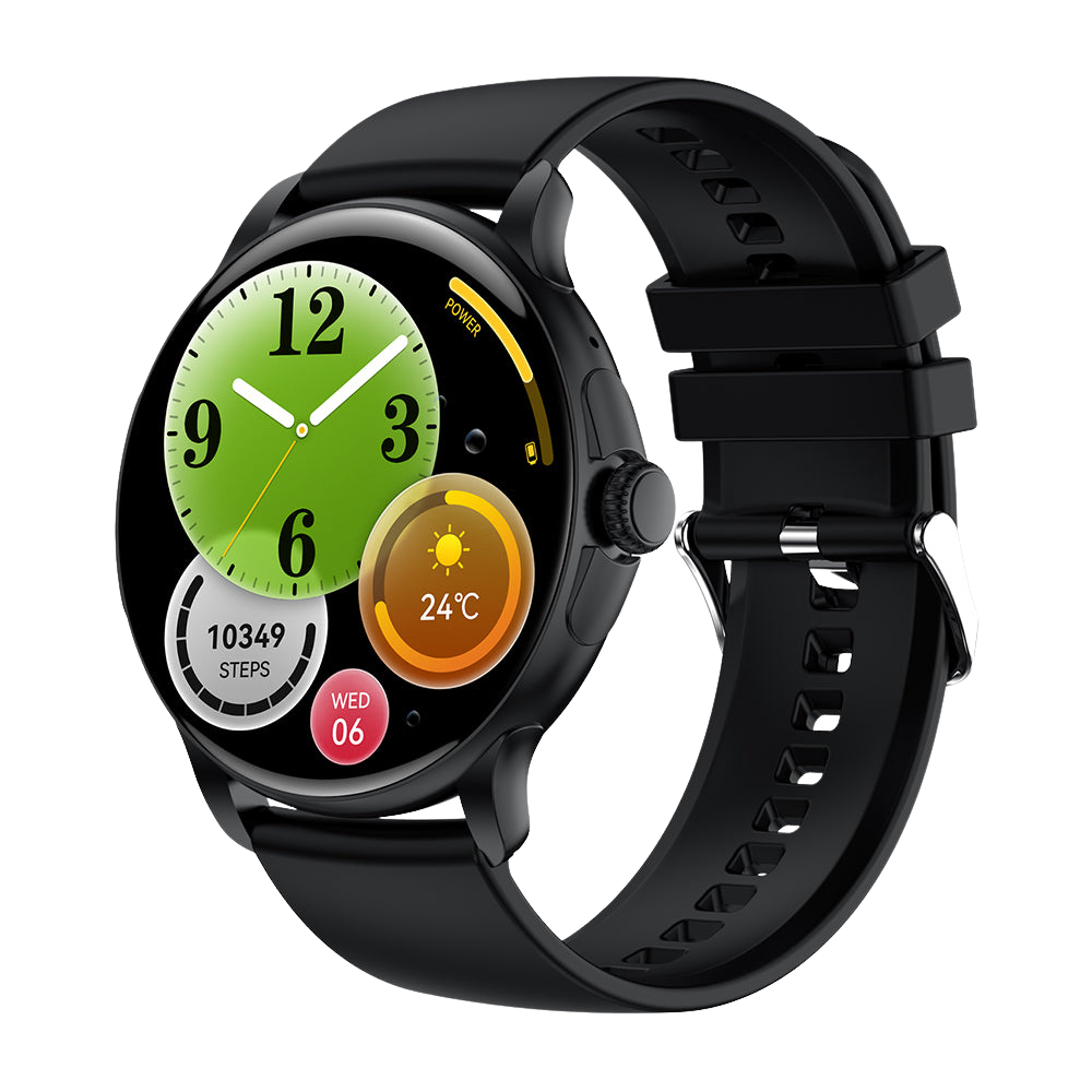 COLMI V72 Smartwatch met slank AMOLED-display, fitnessfuncties en IP68 waterdichtheid, zwart.
