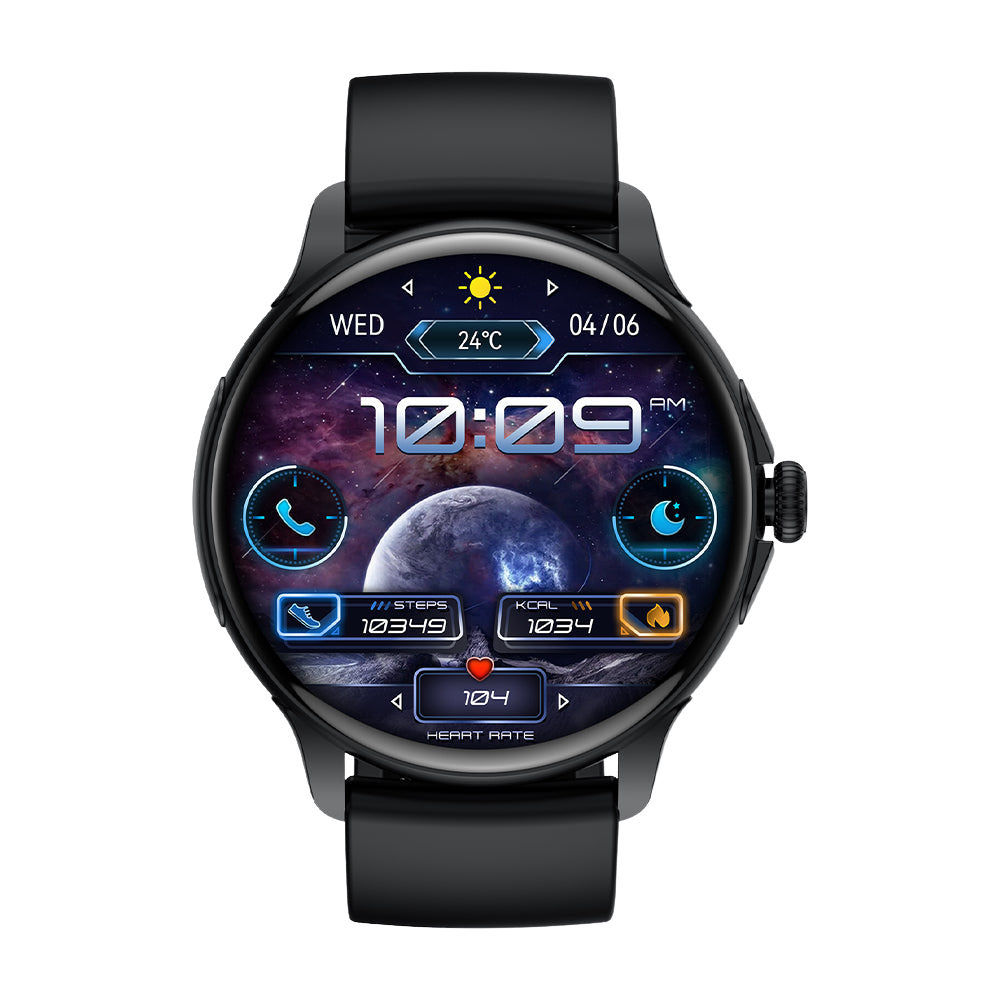 COLMI V72 Smartwatch met slank AMOLED-display, fitnessfuncties, IP68 waterdicht, zwarte voorkant