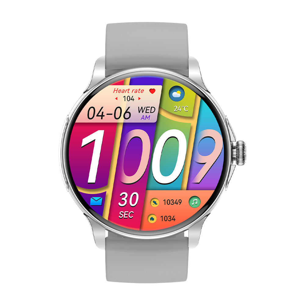 COLMI V72 Smartwatch met slank AMOLED-display, fitnessfuncties, IP68 waterdicht, zilverkleurige voorkant