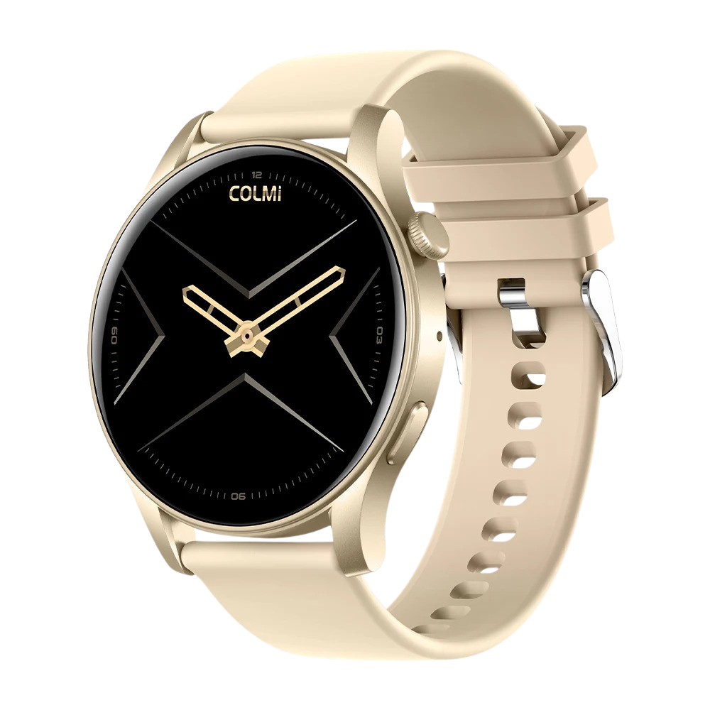 COLMI V73 Smartwatch met slank AMOLED-display, fitness-tracking en IP68 waterdichtheid (goud).