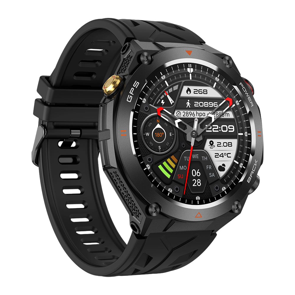 COLMI V75 GPS Smartwatch Robuuste Outdoor Fitness Tracker Zwart Links