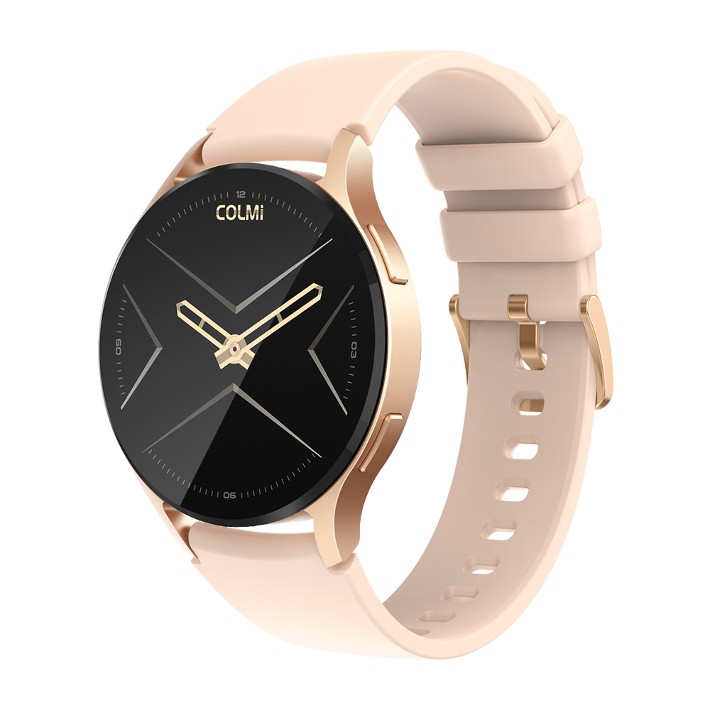 Gouden Colmi i28 Ultra smartwatch met rond display, geavanceerde sensoren voor gezondheidsmonitoring, een batterijduur van 10 dagen en een IP68 waterdichtheidscertificering.